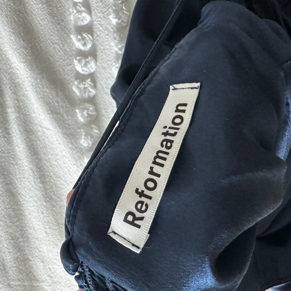 Reformation Frankie Navy Blue Silk Dress. Spaghetti strap & midi. Petite. - Picture 4 of 4